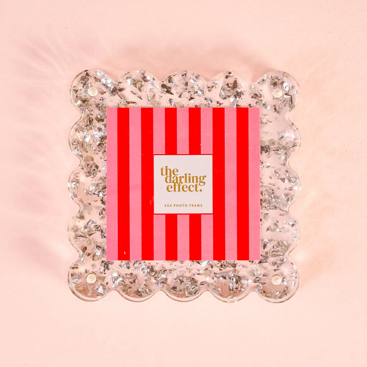 Square Scallop Acrylic Frame Silver Glitter