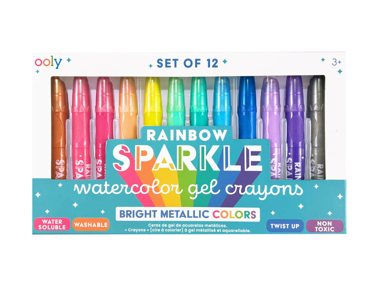 Rainbow Sparkle Metallic Ooly -Watercolor Gel Crayons - Set of 12
